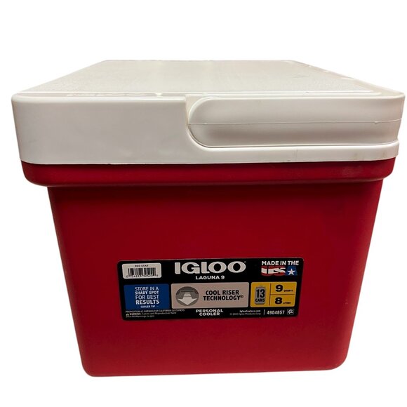 Igloo Laguna 9-Quart Hard Cooler Red & White 13 Twelve-Ounce Cans Cool Riser USA - Picture 6 of 9
